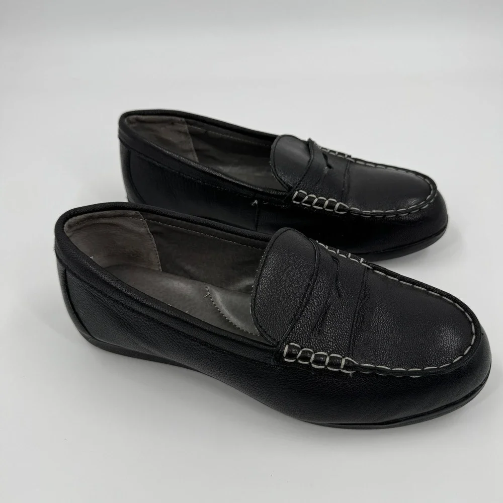Rockport Womens Black Leather Work Shoes Top Shore Penny Loafer Steel Toe‎ 10W